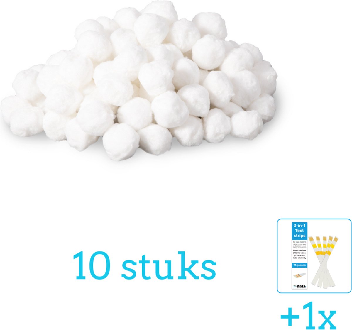   Filterbollen - Geschikt voor zandfilterpomp - 29045 - 10 stuks - Voordeelverpakking - Inclusief WAYS Testrips (1 stuks) -   - 26642GS - 26644GS - 26646GS - 26648GS - 26652GS