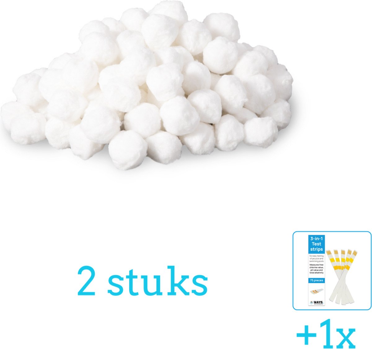   Filterbollen - Geschikt voor zandfilterpomp - 29045 - 2 stuks - Voordeelverpakking - Inclusief WAYS Testrips (1 stuks) -   - 26642GS - 26644GS - 26646GS - 26648GS - 26652GS