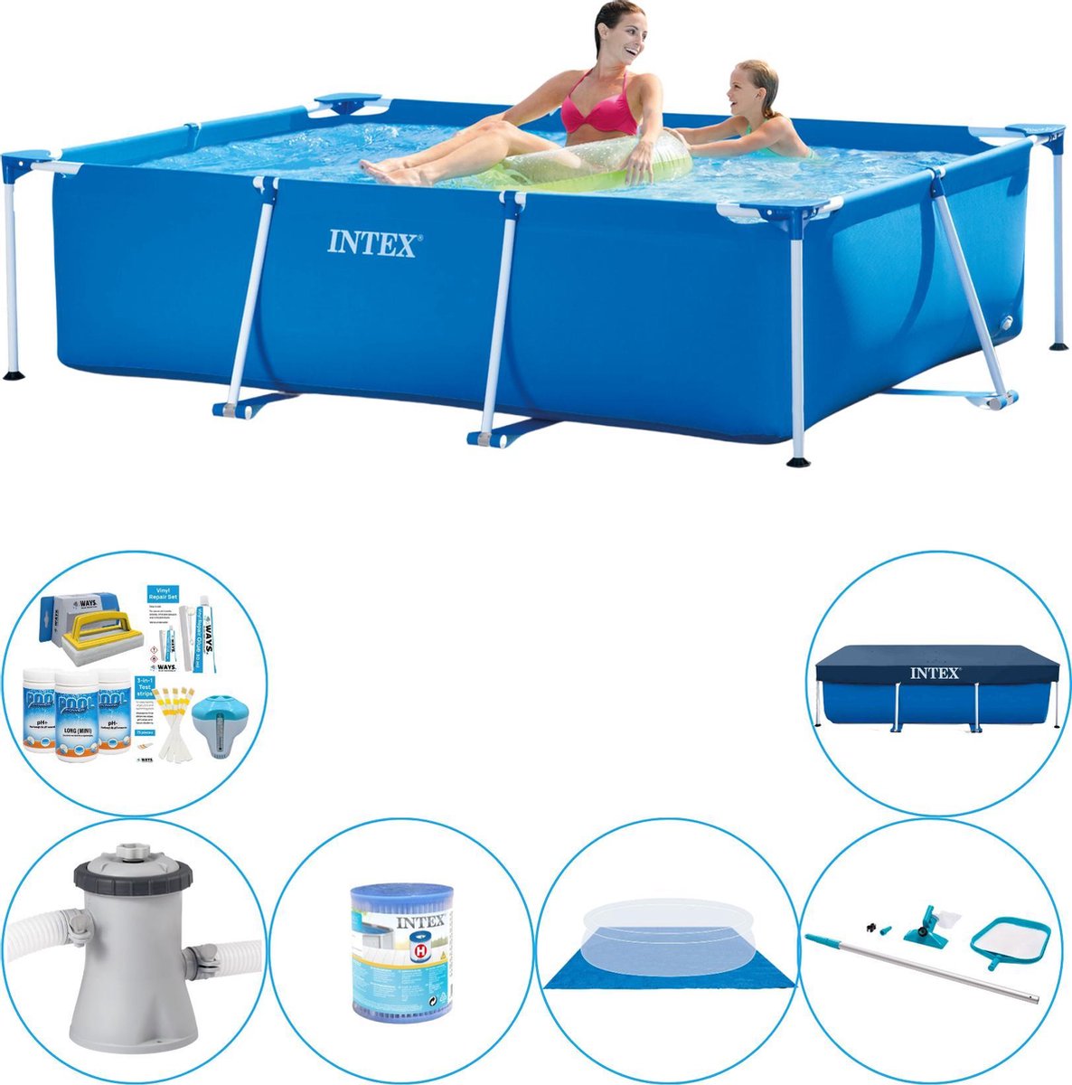   Frame Pool Rechthoekig 220x150x60 cm - Zwembad Combi Deal