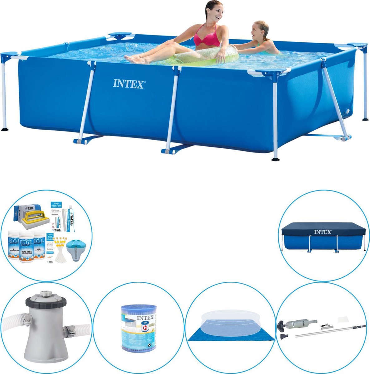   Frame Pool Rechthoekig 220x150x60 cm - Zwembad Inclusief Accessoires