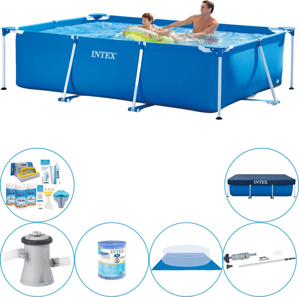   Frame Pool Rechthoekig 260x160x65 cm - Zwembad Inclusief Accessoires