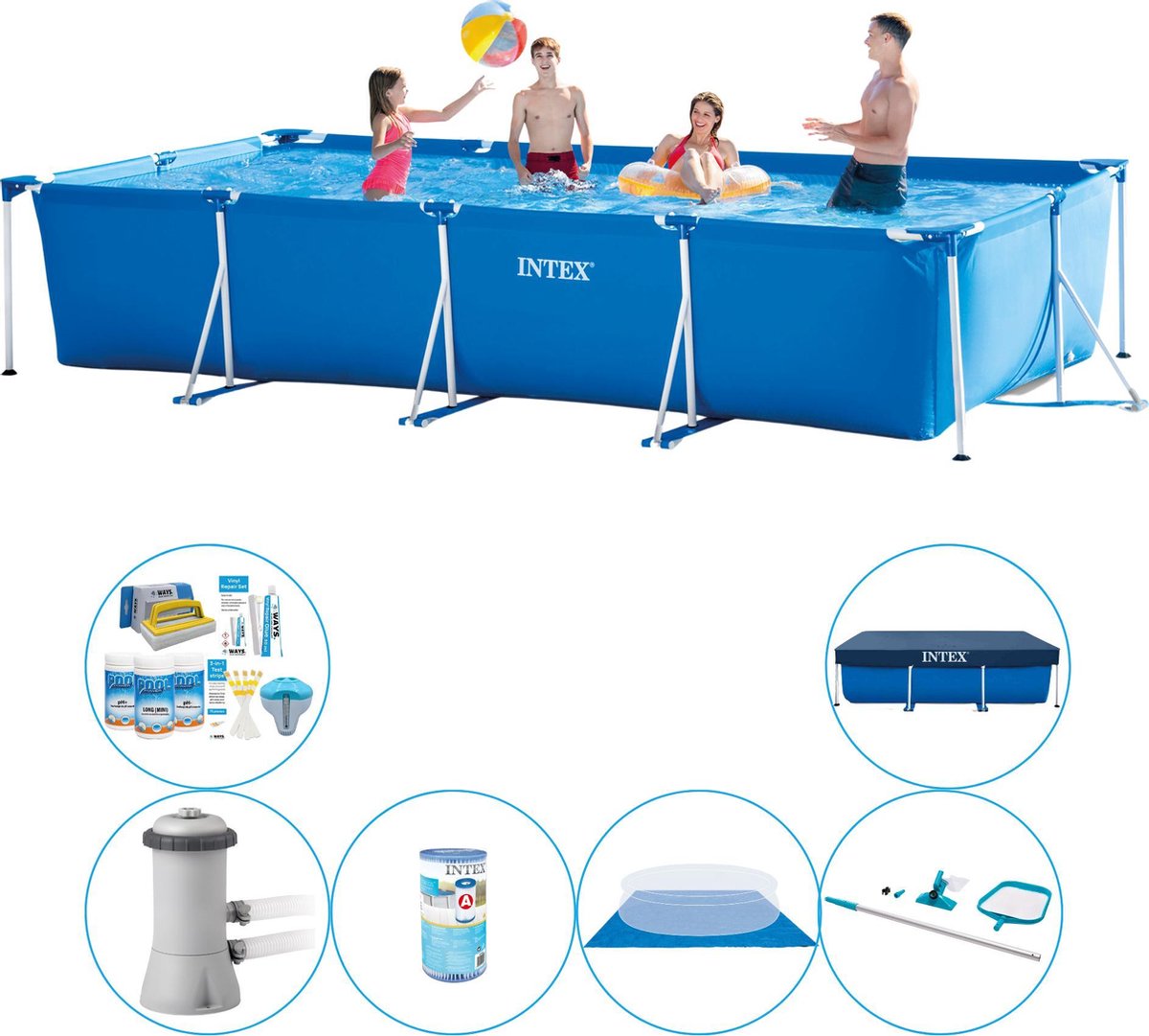   Frame Pool Rechthoekig 450x220x84 cm - Zwembad Combi Deal