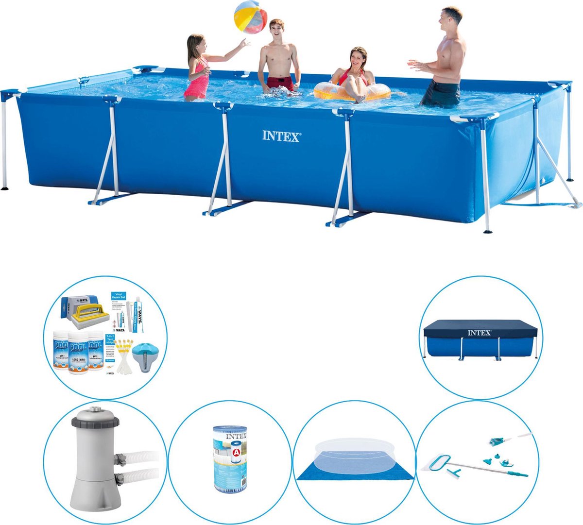   Frame Pool Rechthoekig 450x220x84 cm - Zwembad Met Accessoires