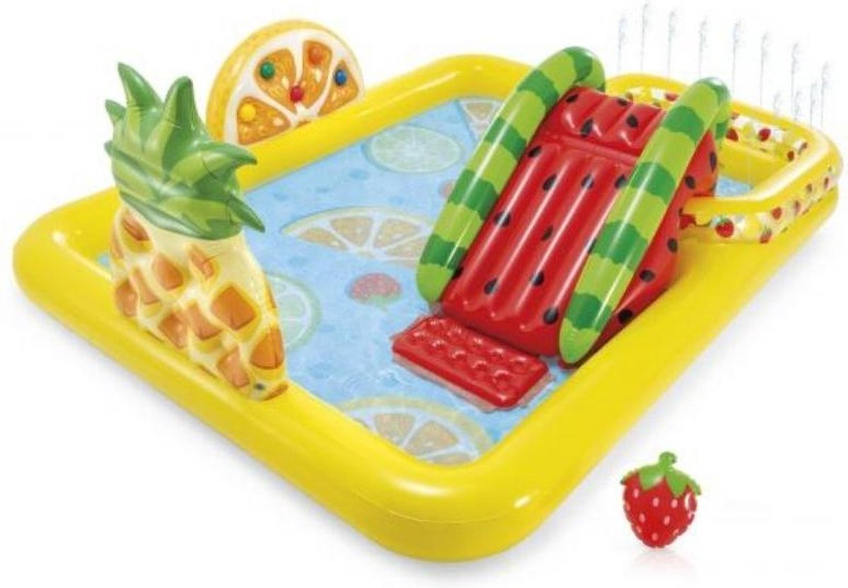 Intex Kinderzwembad - Glijbaan - Waterparadijs - Fruit thema  - twee baden