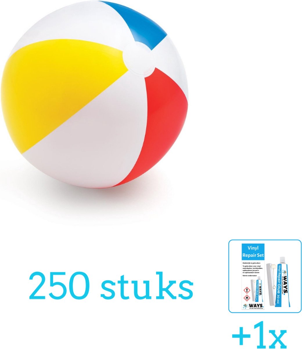   Opblaasbare   Glossy - Medium - 51 cm - 59020NP - Diameter 51 cm - 250 stuks - Voordeelverpakking - Inclusief WAYS Reparatiesetje (1 stuks)