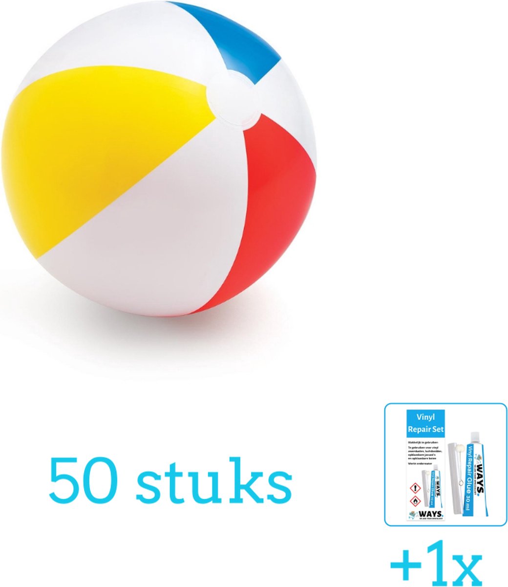   Opblaasbare   Glossy - Medium - 51 cm - 59020NP - Diameter 51 cm - 50 stuks - Voordeelverpakking - Inclusief WAYS Reparatiesetje (1 stuks)