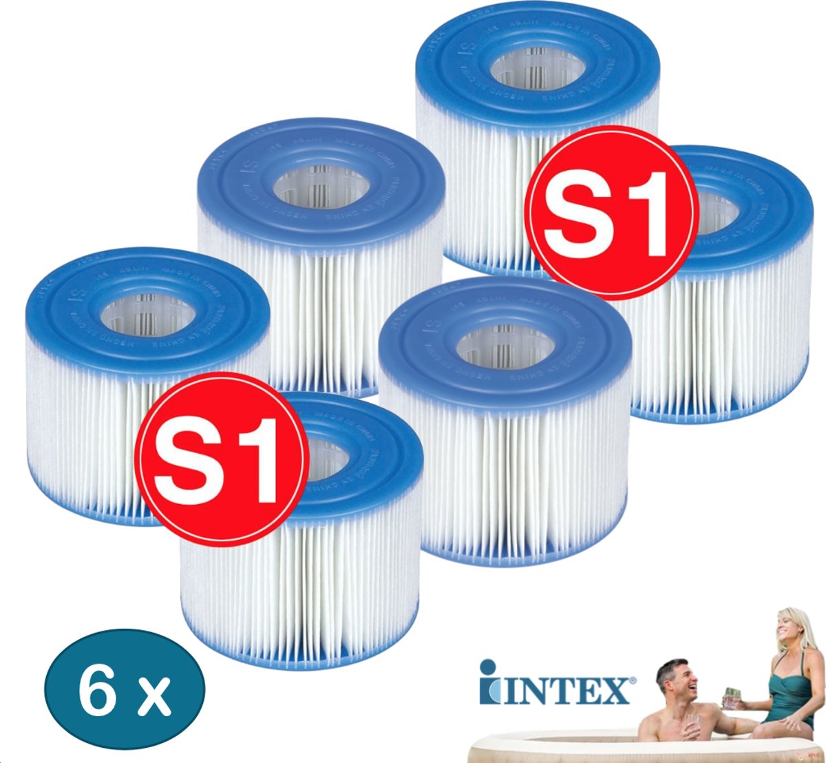   Pure Spa Filtercartridge S1  - Onderhoud Cartridge Type S1 ( 29001 ) voor   Opblaas Jacuzzi + E-Book! - 6 stuks