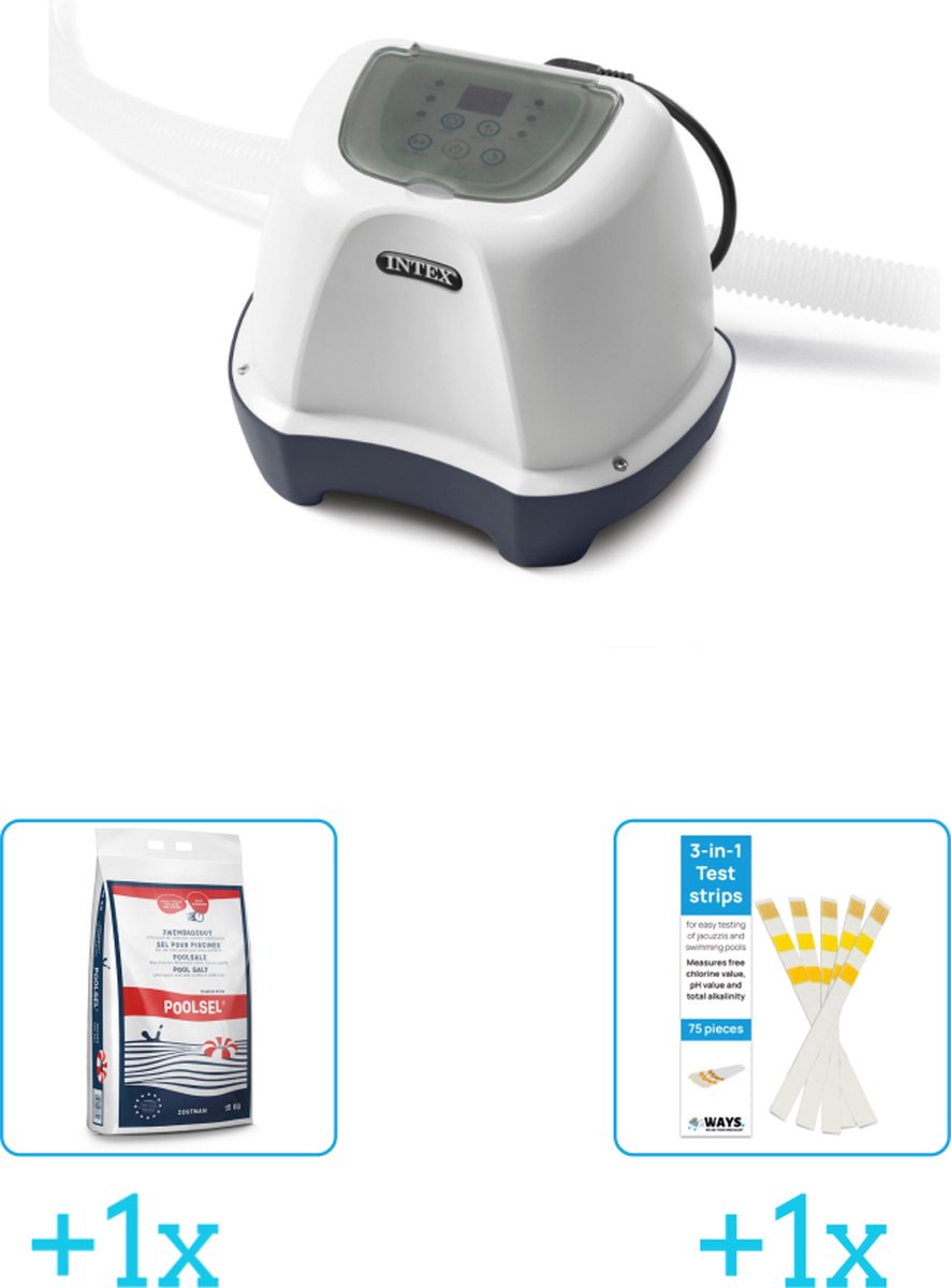   QS400 zoutwatersysteem - tot 17.413 liter inclusief Zwembadzout 15 kg. (1 stuks) & WAYS Testrips (1 stuks)