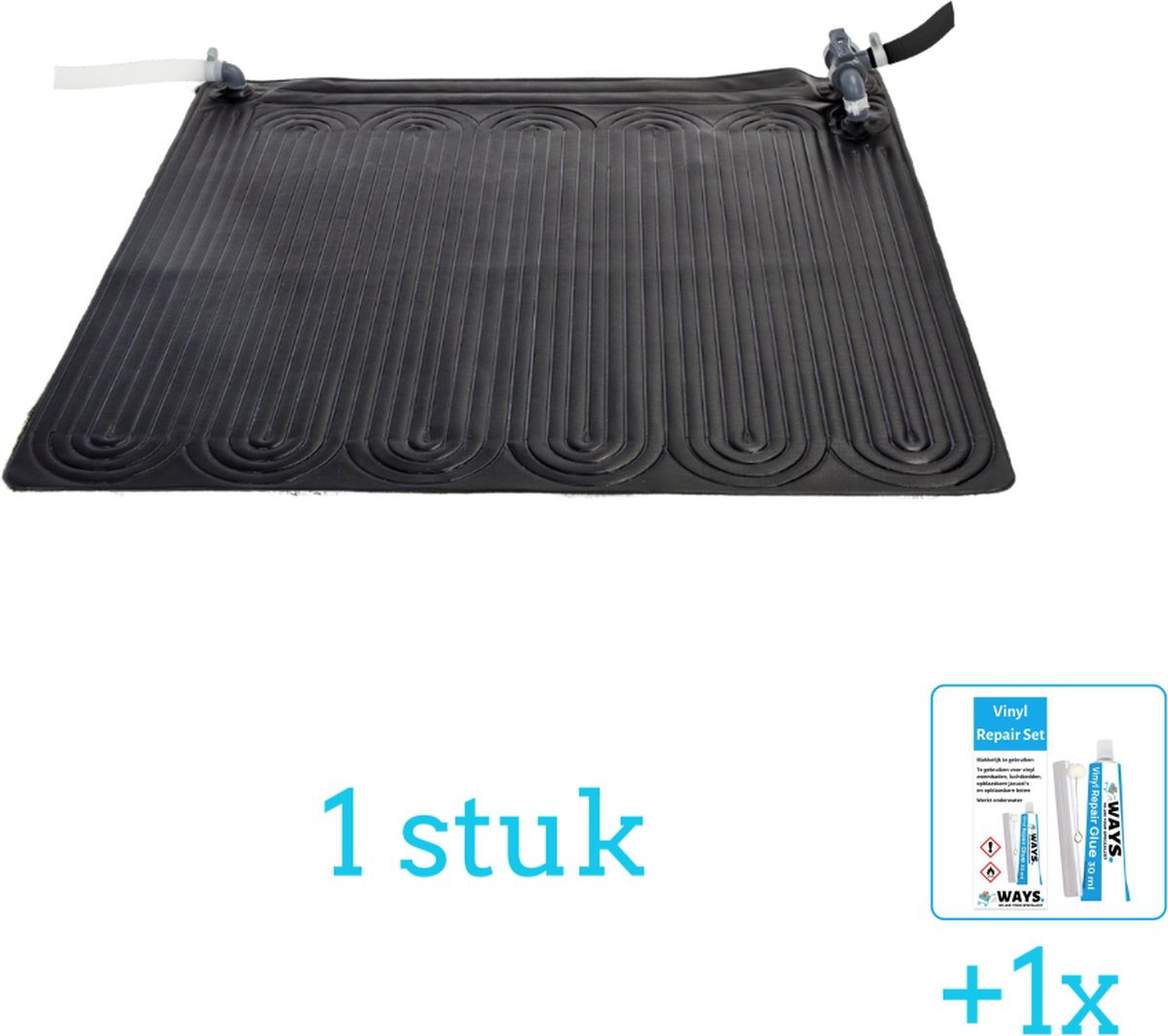   Solar Mat - Zwembad Verwarming - 28685 - 1 stuks - Voordeelverpakking - Inclusief WAYS Reparatiesetje (1 stuks) - Verwarming voor Zwembad - Zonneverwarming -   - Geschikt voor alle filterpompen met 32 en 38 mm