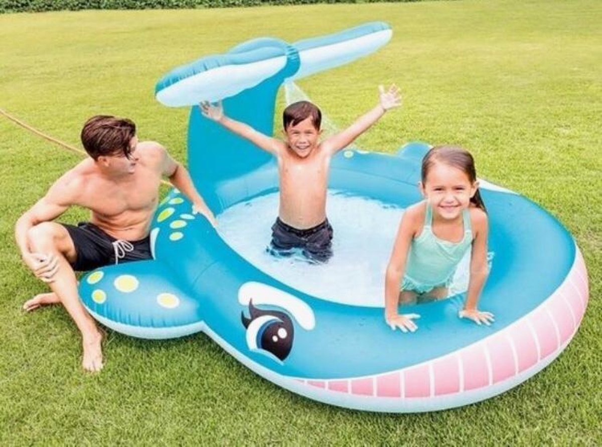 Intex Walvis Zwembad 201x196x91 cm - Kinderbad - Ingebouwde sproeier - Jongens - Meisjes - Blauw - Zomer - Vinyl - 200 Liter -  Inclusief Verzendkosten!!