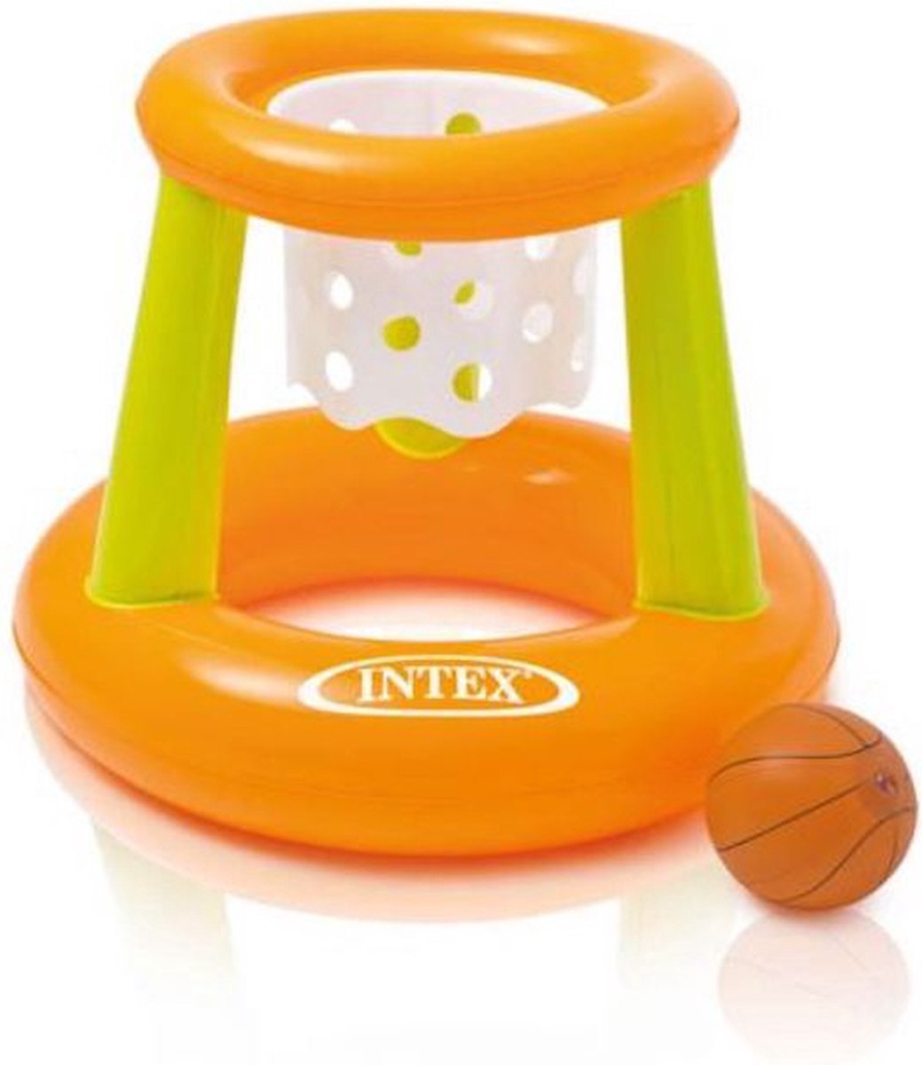 Intex floating hoops set - waterbasketbal oranje 67 x 55 cm met bal - opblaas basketbalnet met bal