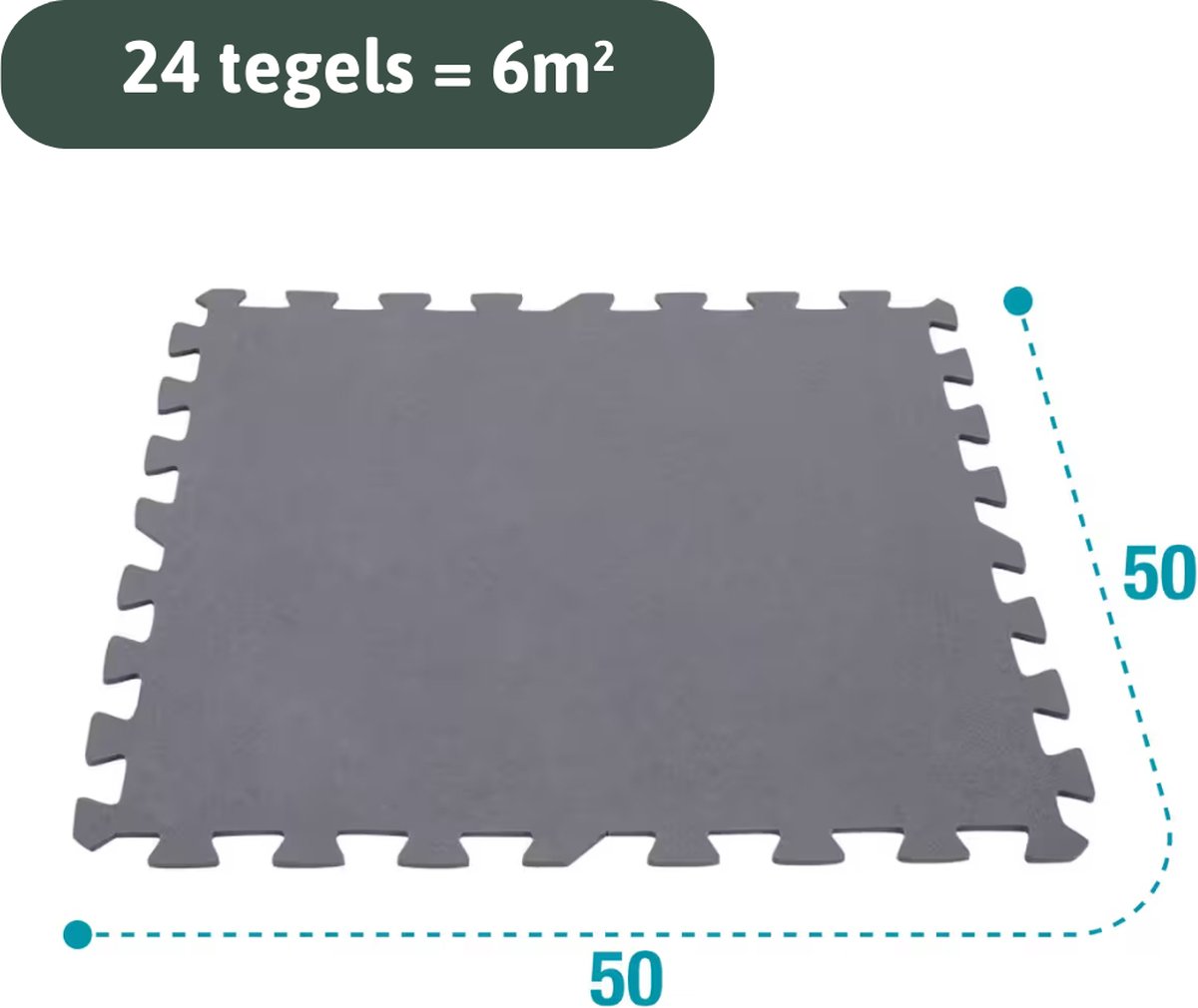   grijze zwembadtegels 29084 6m² - 24 tegels van 50x50 cm (=6m²) - Dikte vloertegels 5MM