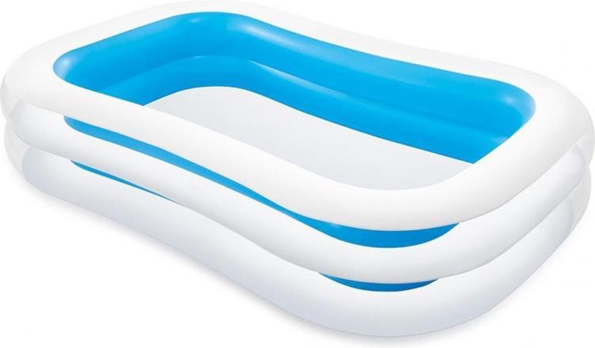 Intex opblaasbaar zwembad 262x175x56 cm - Family Pool - blauw/wit - opblaaszwembad