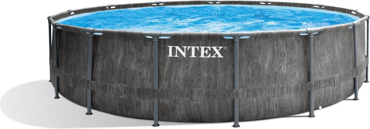 Intex rond Greywood Prism Frame Pool 457x122 cm met filterpomp en accessoires 26742GN