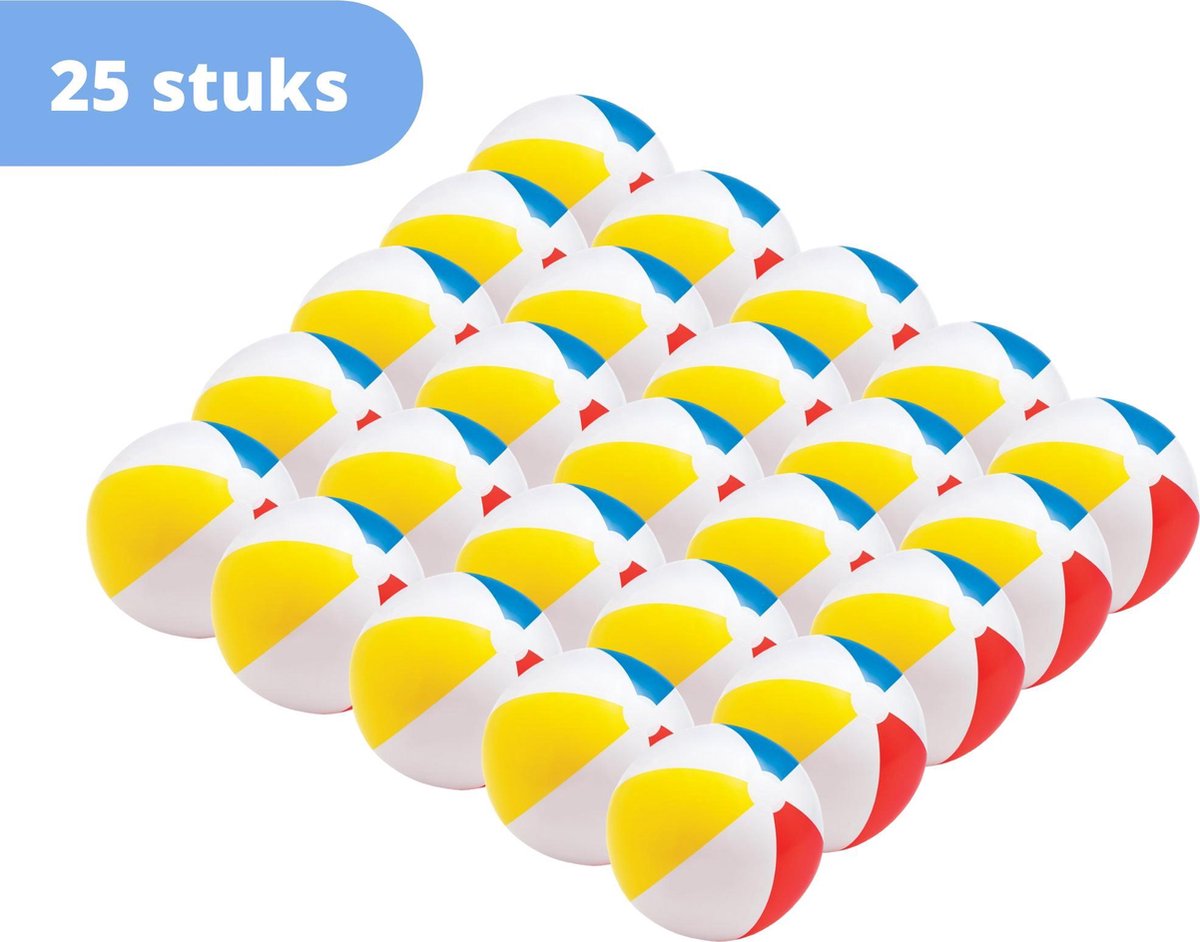   strandbal - set van 25 - strandbal opblaasbaar - 50 cm - meerkleurig