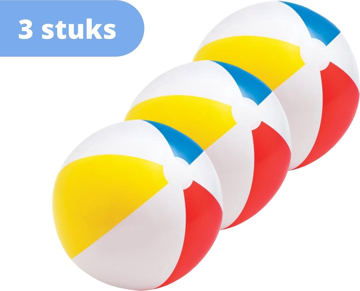   strandbal - set van 3 - strandbal opblaasbaar - 50 cm - meerkleurig