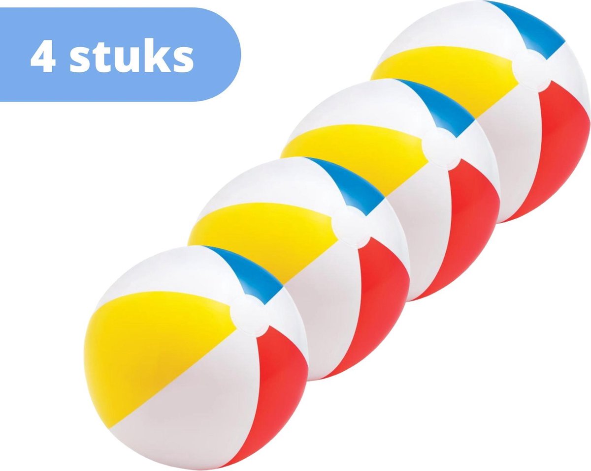   strandbal - set van 4 - strandbal opblaasbaar - 50 cm - meerkleurig