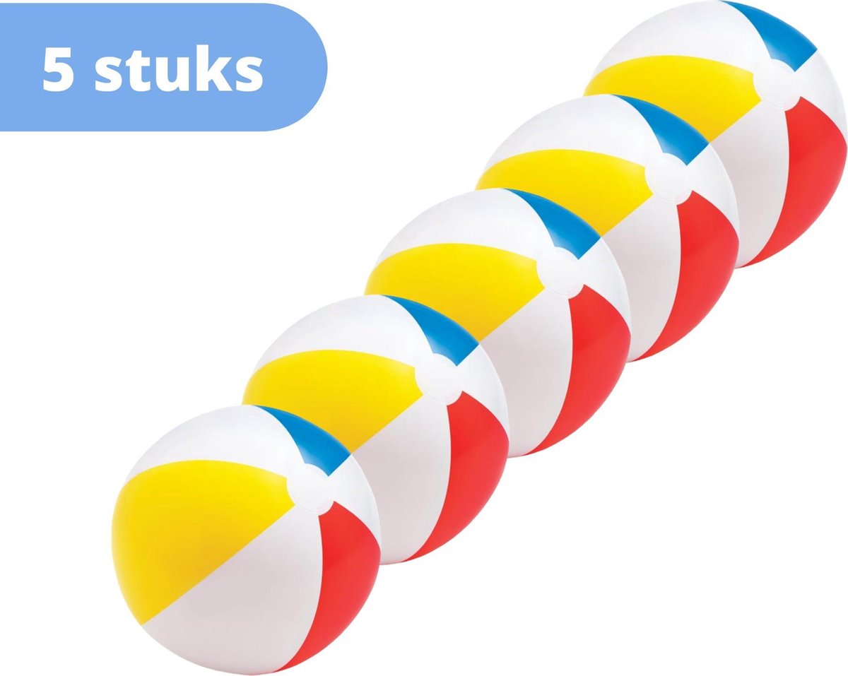   strandbal - set van 5 - strandbal opblaasbaar - 50 cm - meerkleurig