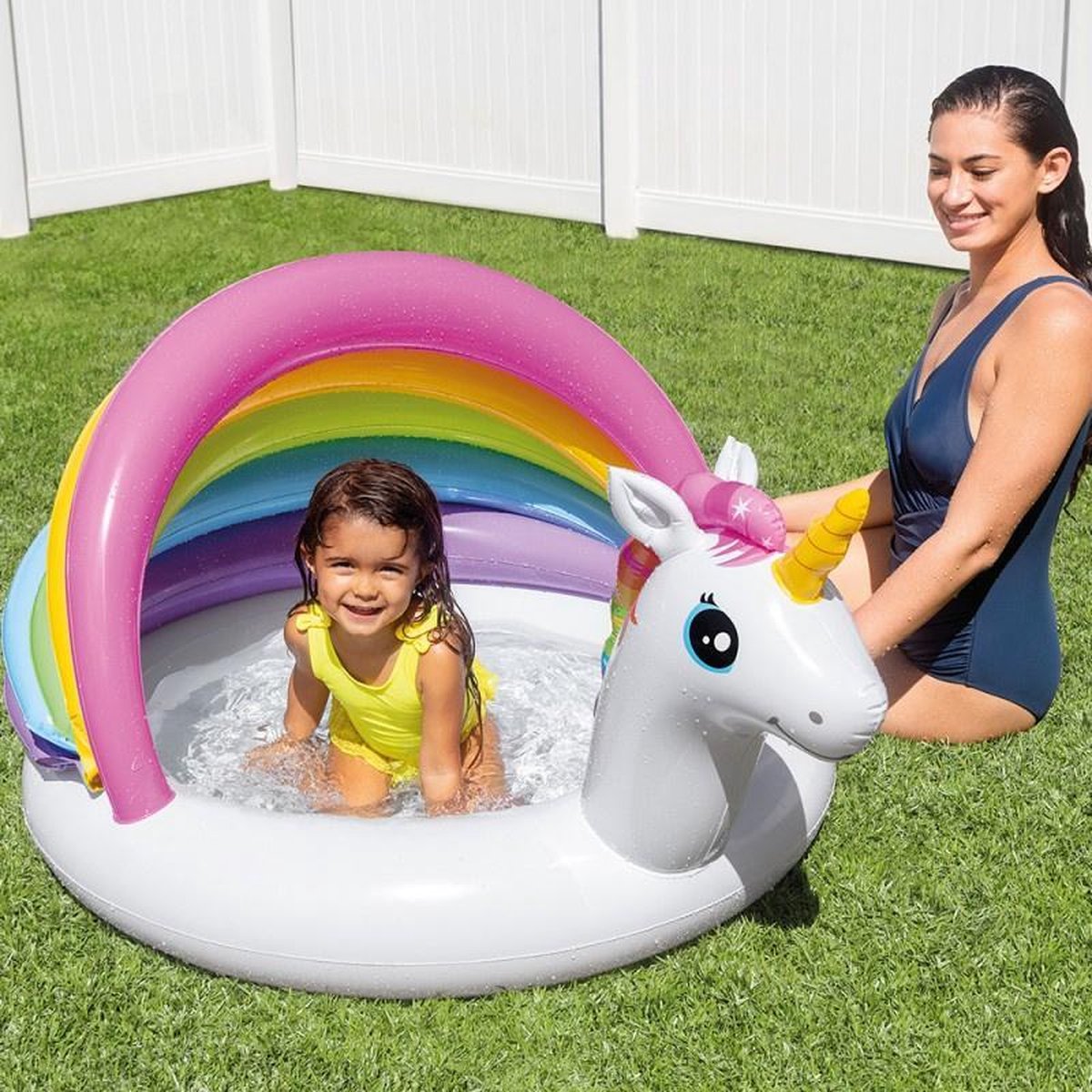 Intex zwembad kinderen 1 t/m 3 jaar - comfortabele bodem - 127 x 102cm - pvc - unicorn