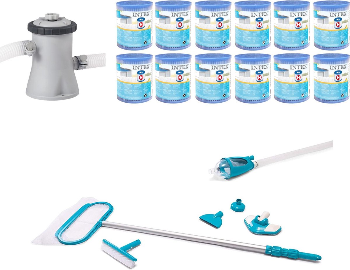 WAYS - Zwembad Onderhoud -   Onderhoudsset Deluxe &   Filterpomp 28602GS & 12   Filters Type H