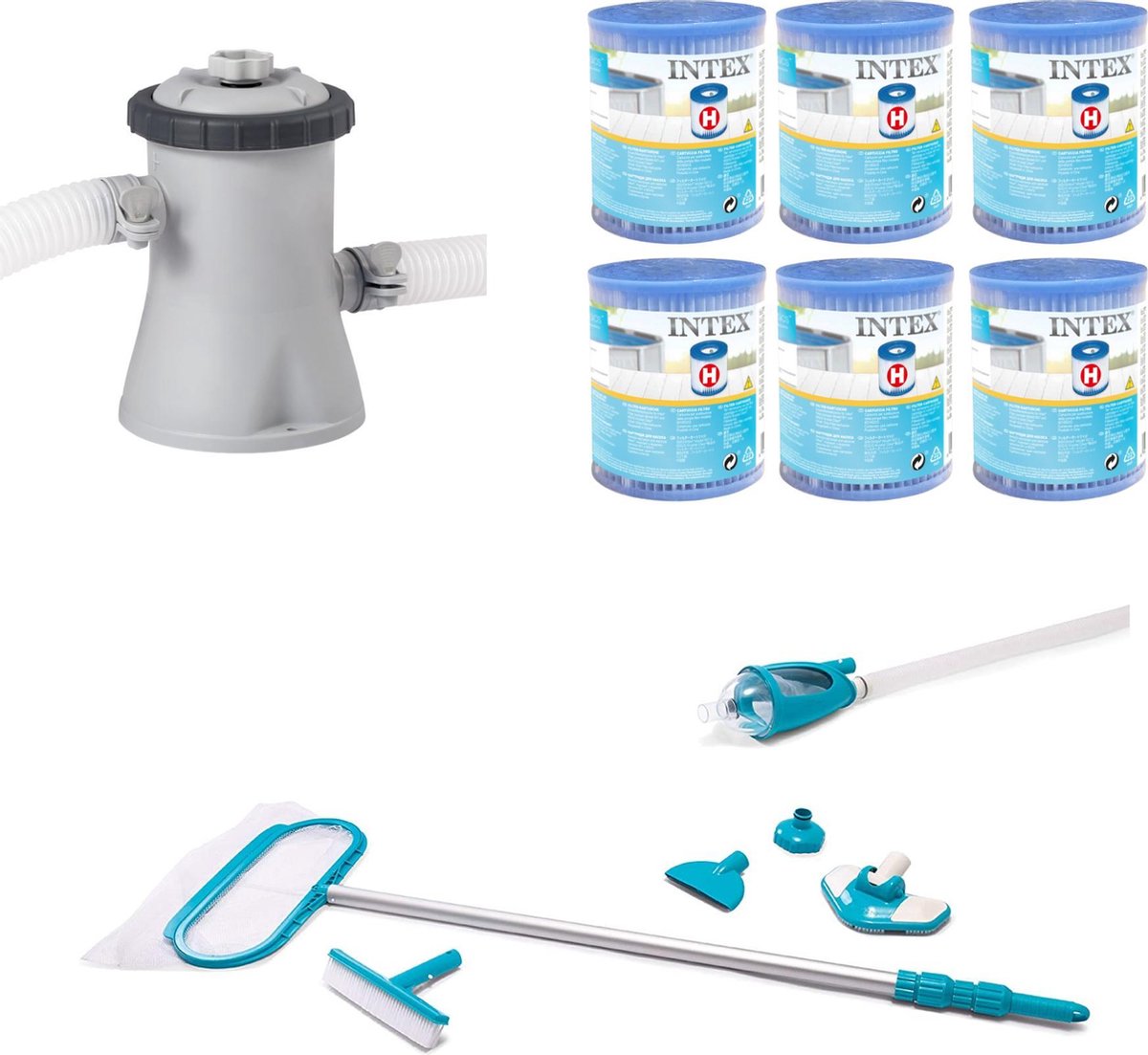 WAYS - Zwembad Onderhoud -   Onderhoudsset Deluxe &   Filterpomp 28602GS & 6   Filters Type H