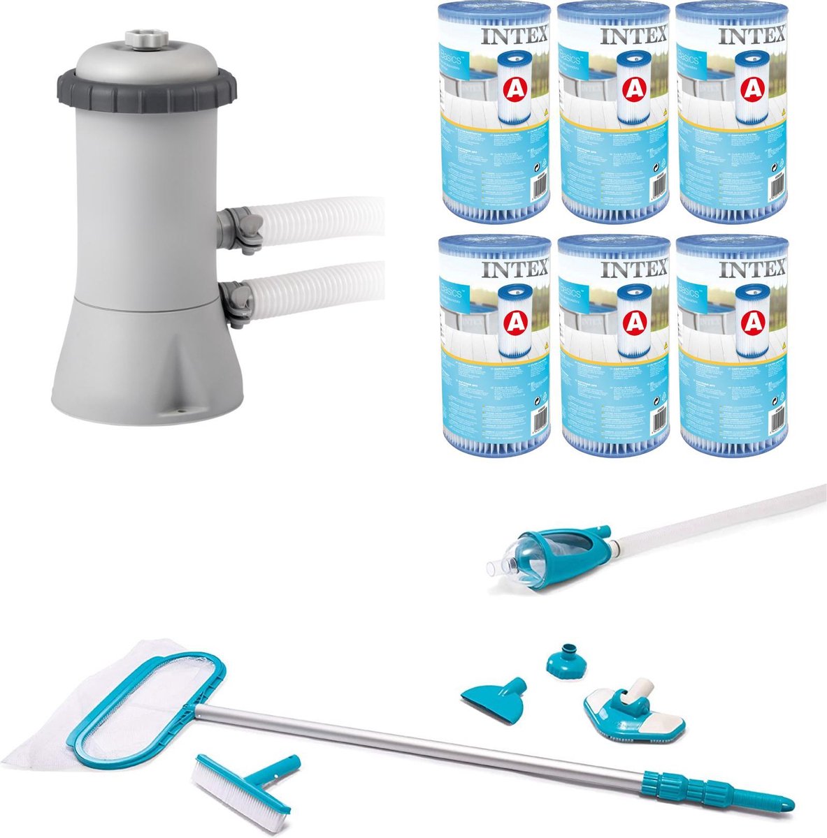 WAYS - Zwembad Onderhoud -   Onderhoudsset Deluxe &   Filterpomp 28604GS & 6   Filters Type A