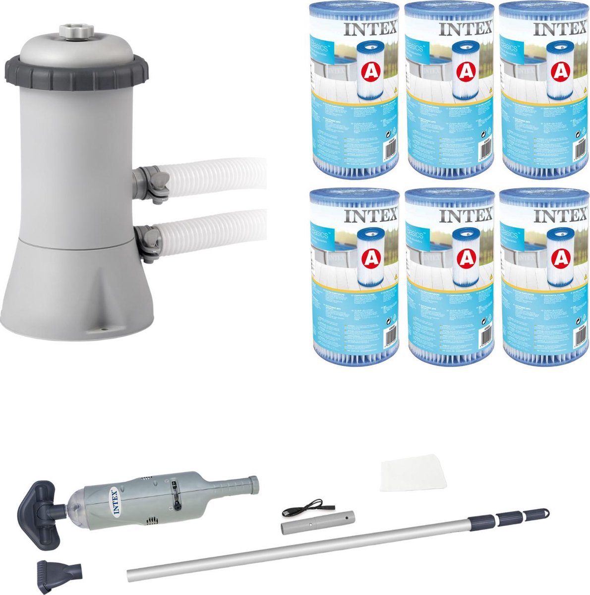 WAYS - Zwembad Onderhoud -   Zwembadstofzuiger &   Filterpomp 28604GS & 6   Filters Type A