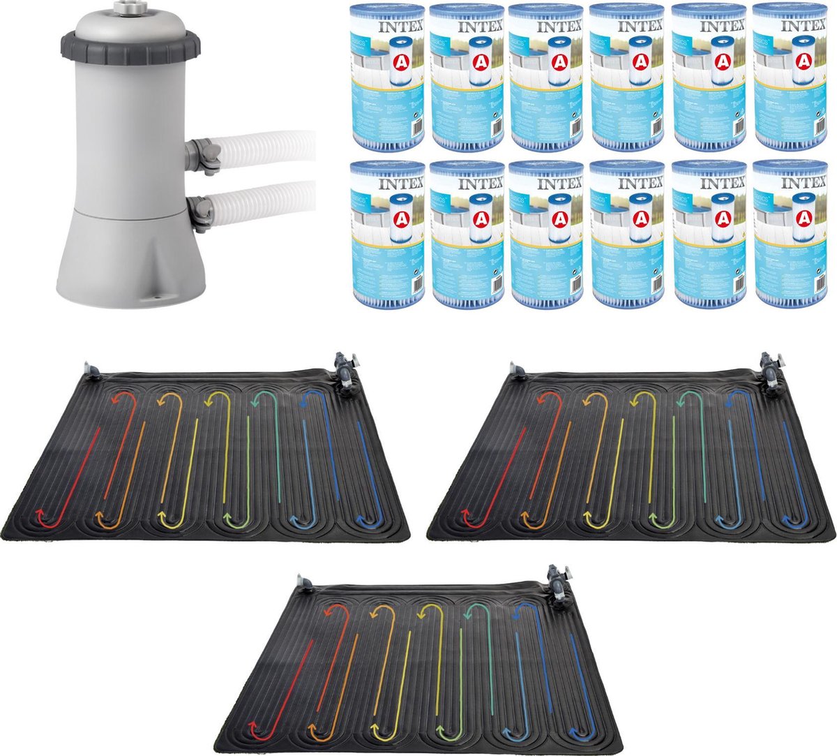 WAYS - Zwembad Onderhoud - Zwembad Verwarming 3 stuks &   Filterpomp 28604GS & 12   Filters Type A