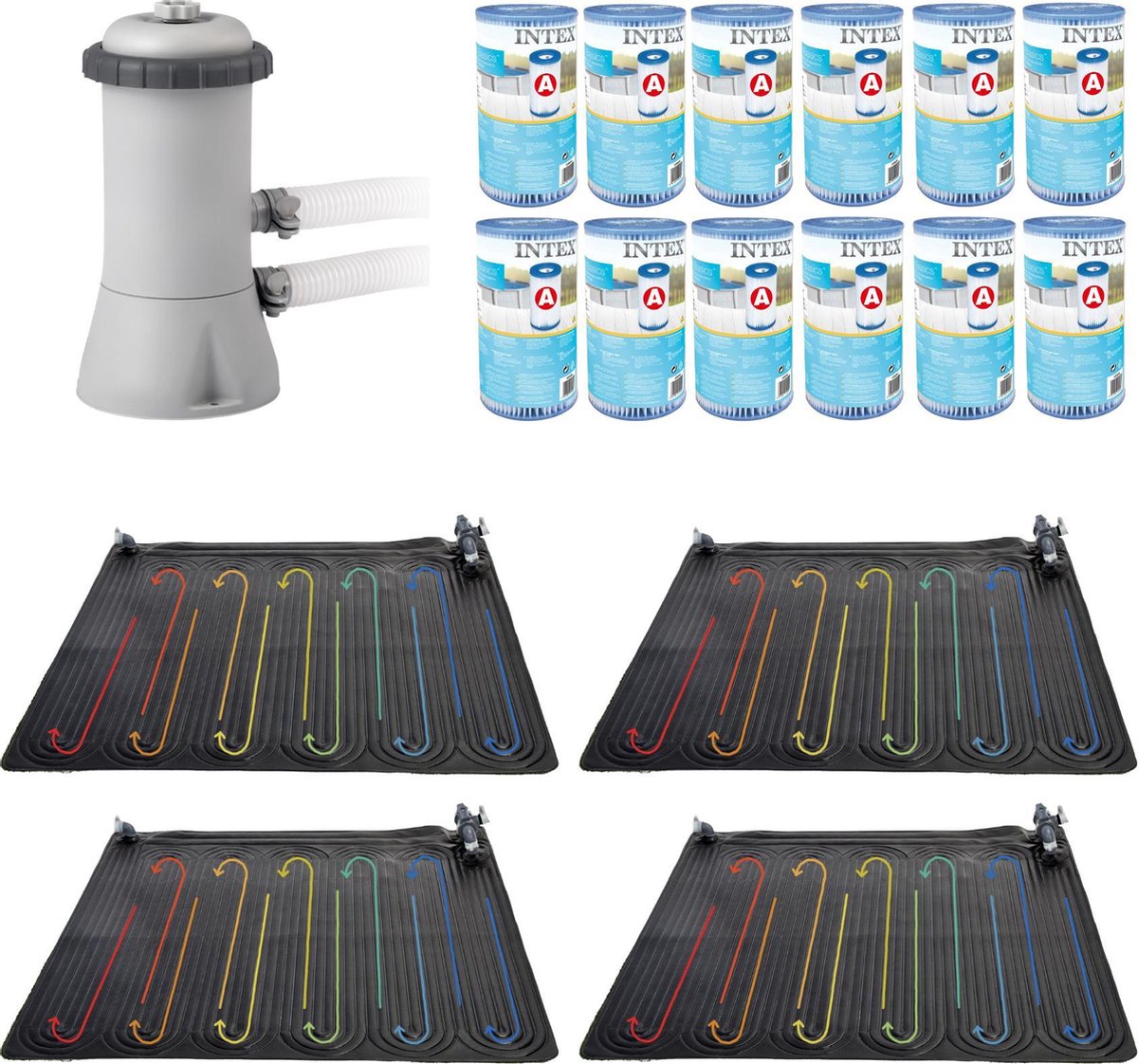 WAYS - Zwembad Onderhoud - Zwembad Verwarming 4 stuks &   Filterpomp 28604GS & 12   Filters Type A
