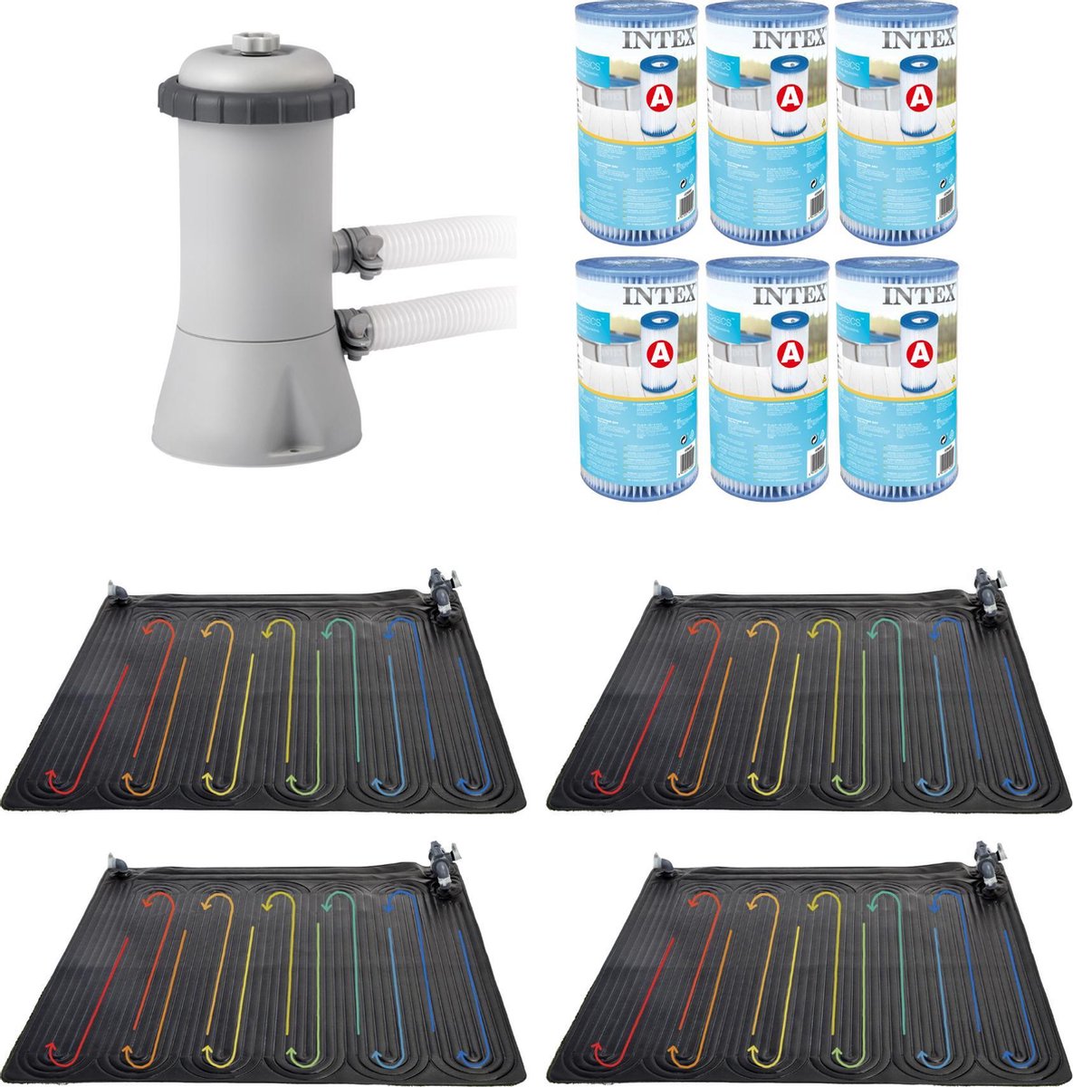 WAYS - Zwembad Onderhoud - Zwembad Verwarming 4 stuks &   Filterpomp 28604GS & 6   Filters Type A