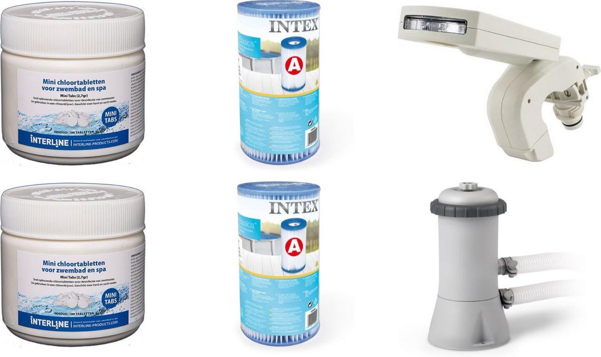 Zwembad onderhoud - Intex - Chloor - Filterpomp met A-filter - LED-sproeier