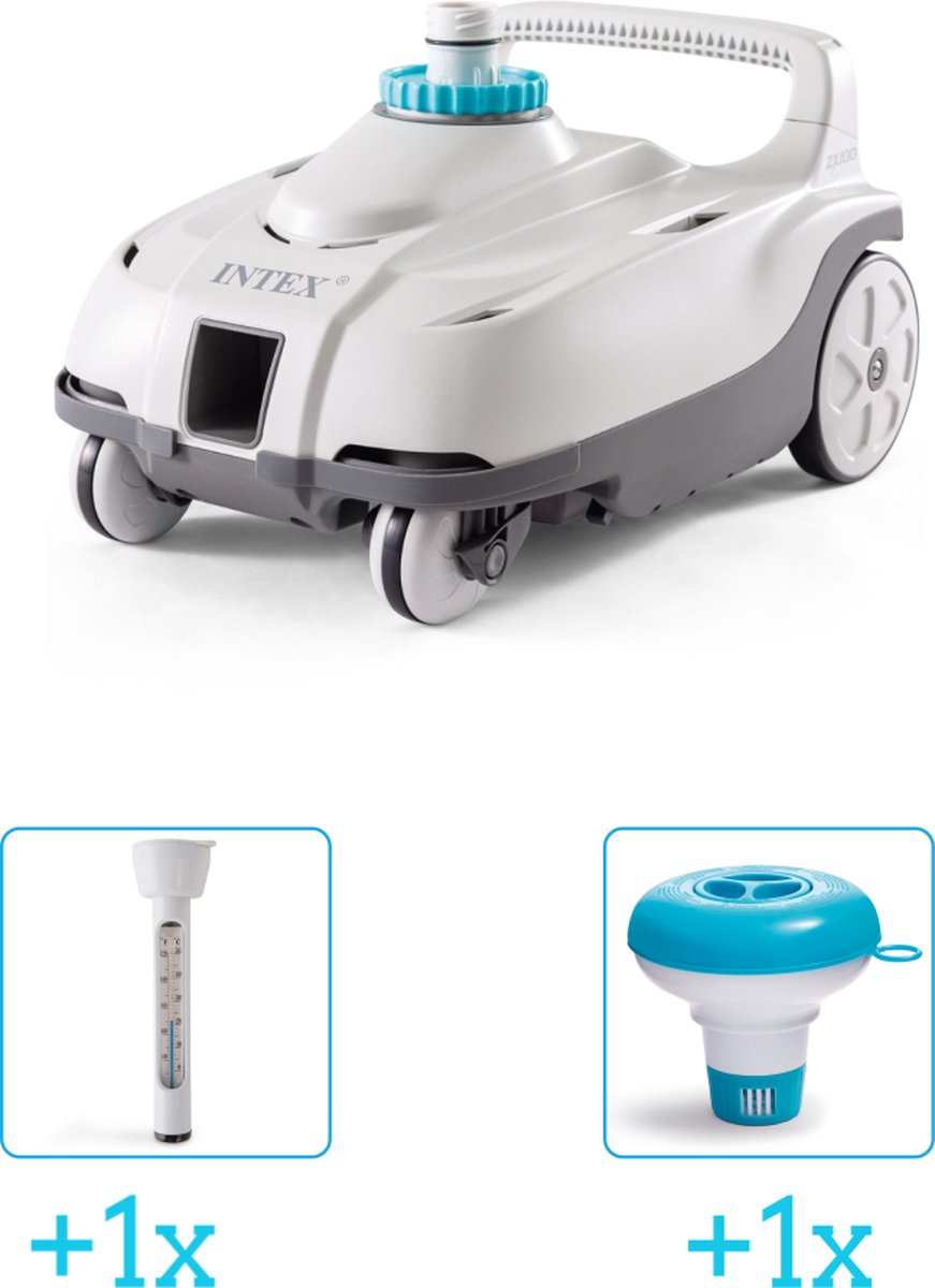 Zwembadonderhoud -   Zwembad stofzuiger ZX100 - Automatisch - 28006 inclusief Thermometer en Chloordrijver - 3-delig - Geschikt voor alle type zwembaden - Zwembadstofzuiger