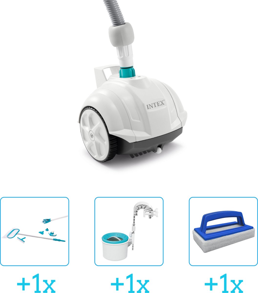Zwembadonderhoud -   Zwembad stofzuiger ZX50 - Automatisch - 28007 inclusief Schoonmaakset - Skimmer en Scrubborstel - 4-delig - Ideaal voor zwembaden tot 488 m lengte - Zwembadstofzuiger
