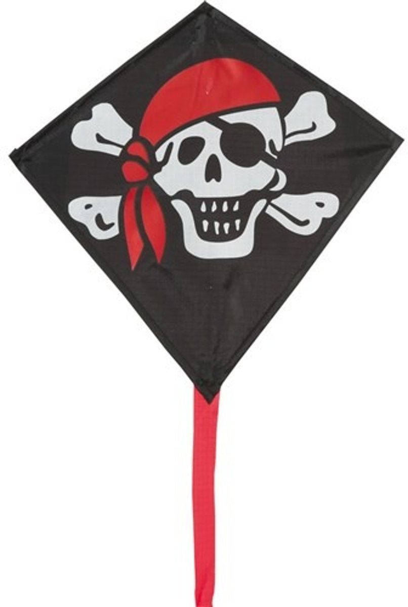 Invento Eenlijnskindervlieger Mini Eddy Jolly Roger 30 Cm Zwart