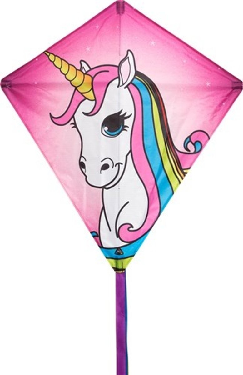 Invento eenlijnskindervlieger Eddy Unicorn 68 cm roze