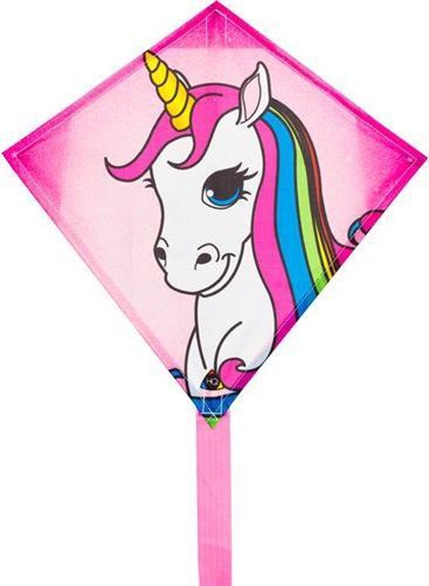 eenlijnskindervlieger Mini Eddy Unicorn 30 cm roze