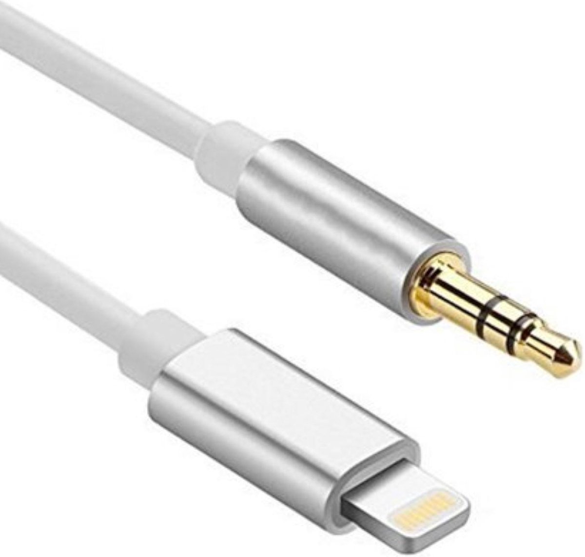 AUX kabel Ionicpods - Zilver / Wit - Audio cable - Lightning female plug Apple naar 3.5mm AUX kabel voor Apple iPhone XR / XS Max / XS / 8 (Plus) / 7 / 6 + voor Apple iPad - Auto muziek kabel - Verloopkabel - AUX kabel Stereo - Verbindingskabel