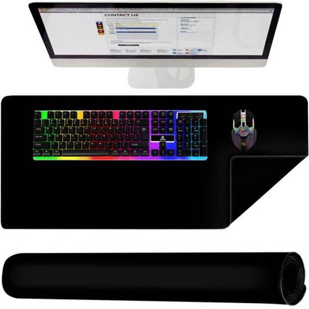 XXL gaming muismat met anti slip 90 x 45 cm zwart