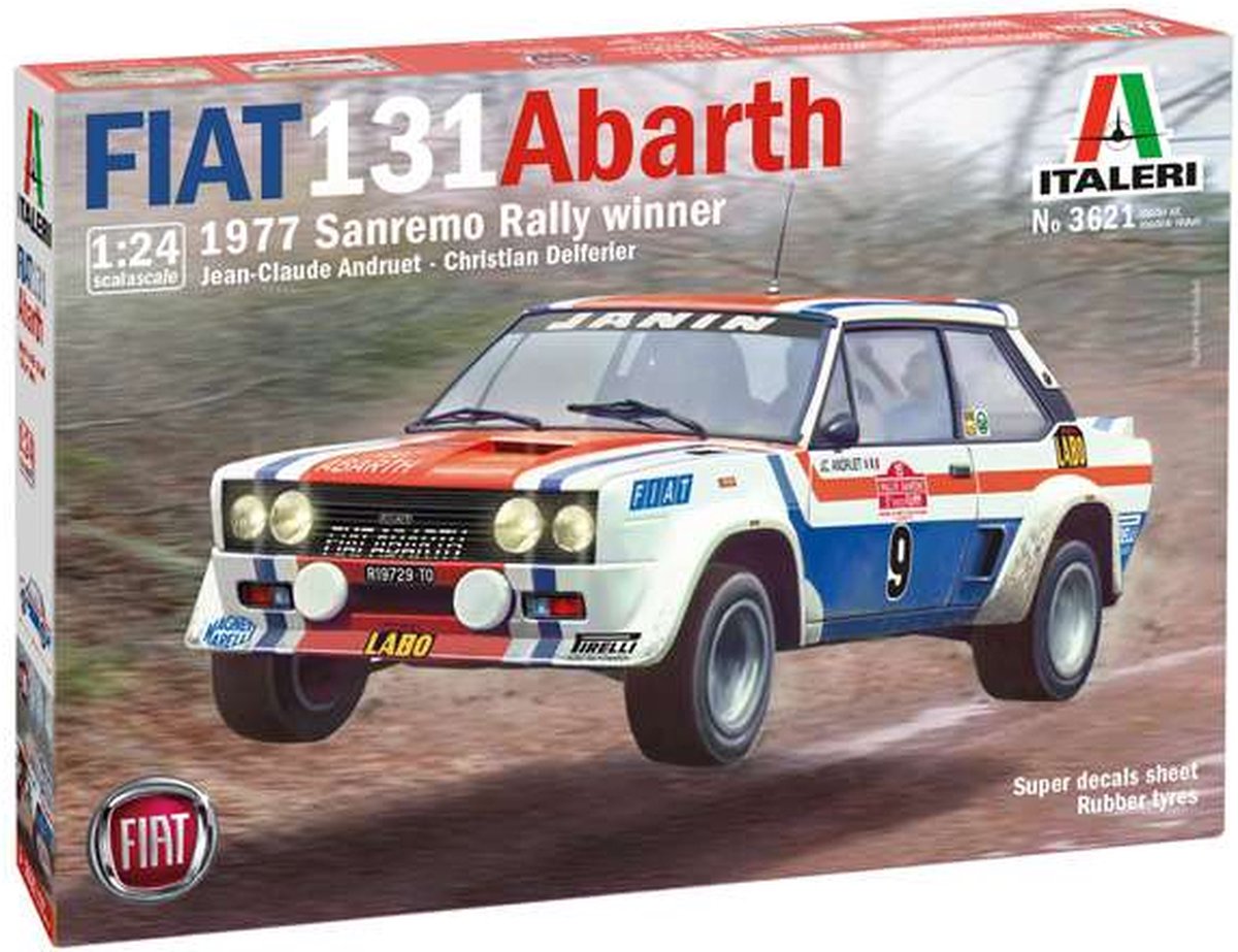 1:24 Italeri 3621 Fiat 131 Abarth Car - 1977 Sanremo Rally Winner Plastic kit