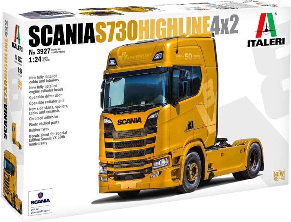 1:24 Italeri 3927 Scania S730 V8 Highline Truck 4x2 Plastic kit