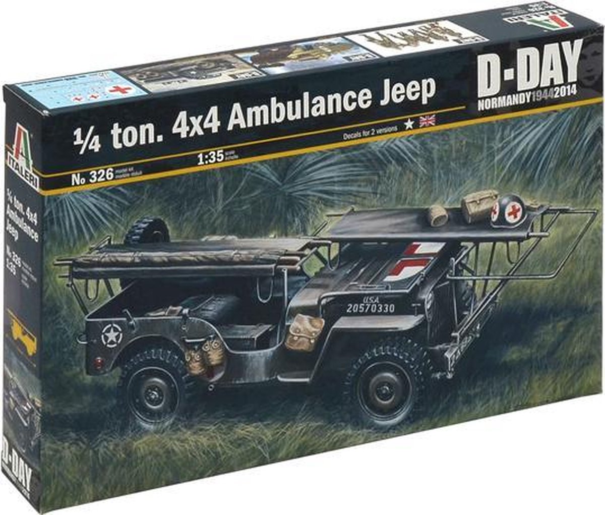 Italeri  1/4 ton. 4x4 Ambulance Jeep + Tamiya lijm