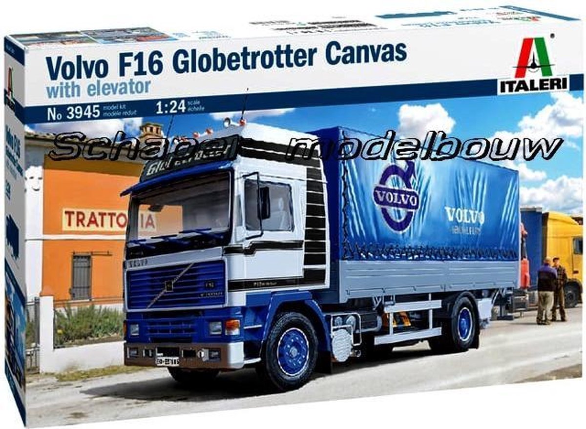 Italeri 3945 Volvo F16 Globetrotter canvas met laadklep