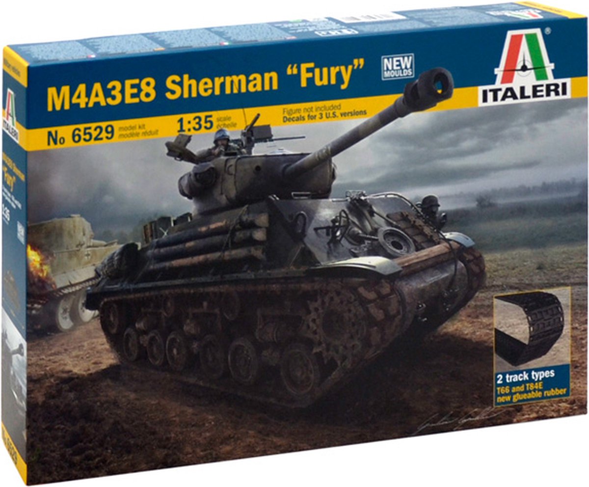 Italeri  M4A3E8 Sherman Fury + Ammo by Mig lijm