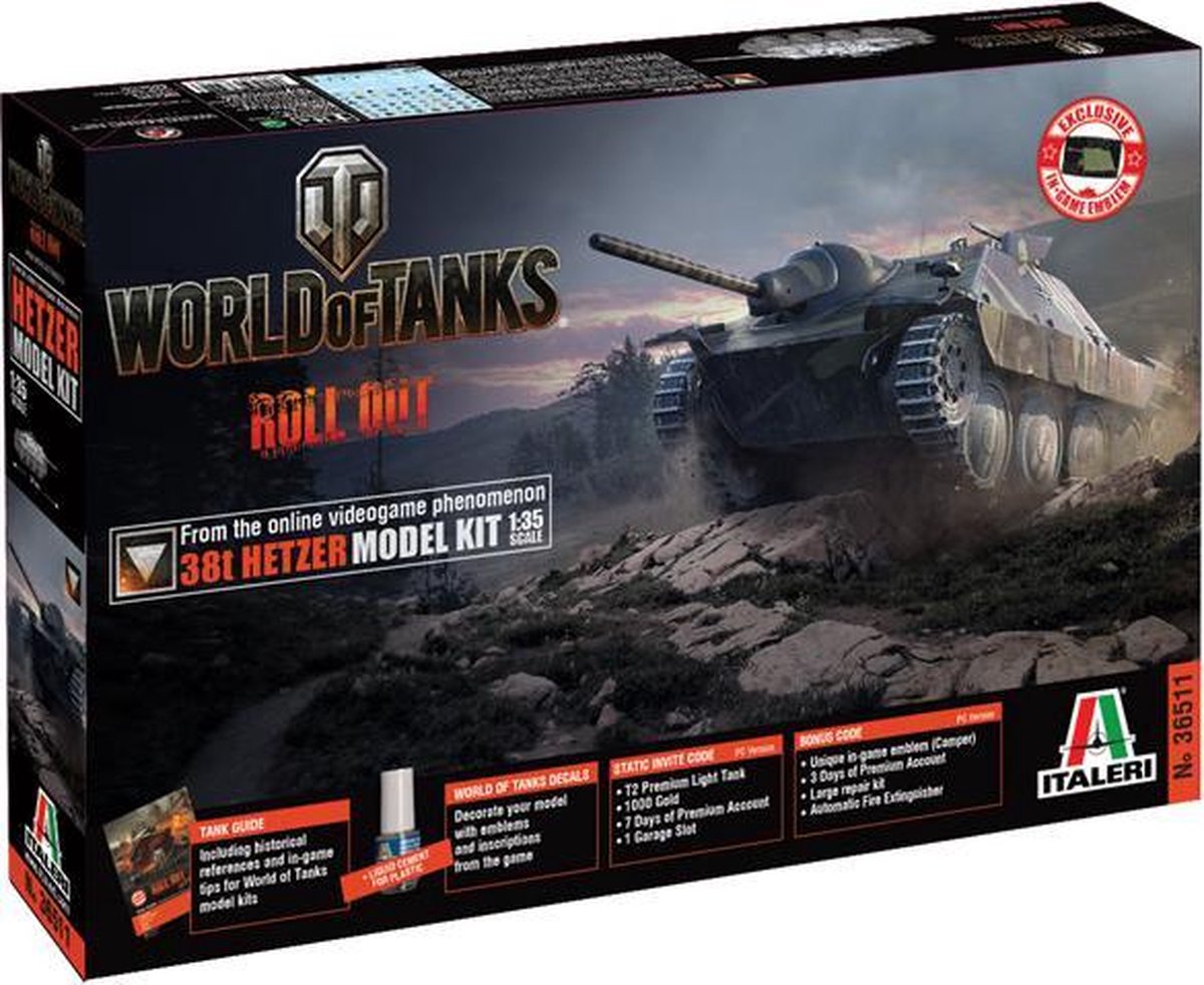 Italeri World of Tanks 38t Hetzer + Tamiya lijm