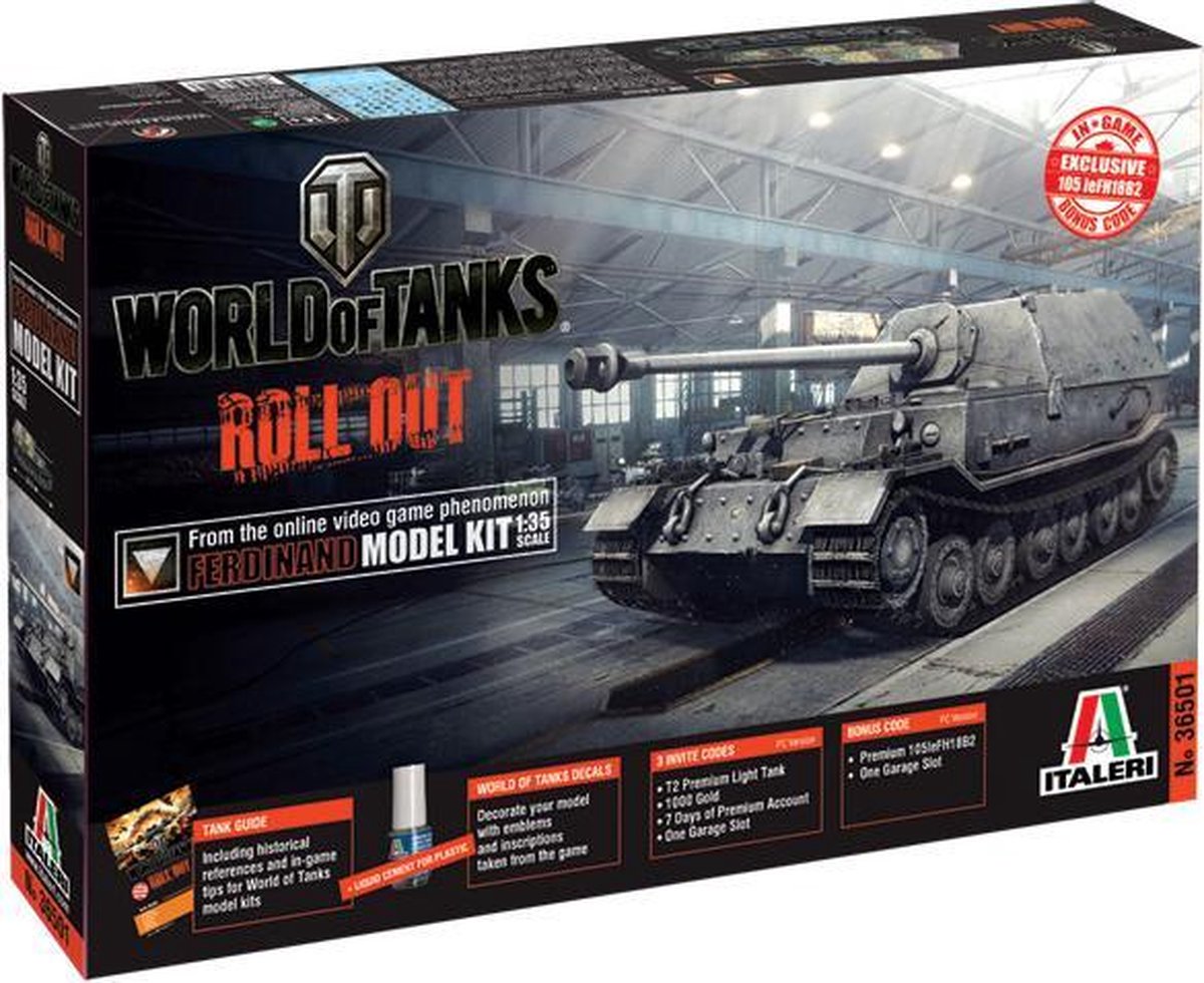 Italeri World of Tanks Ferdinand + Tamiya lijm