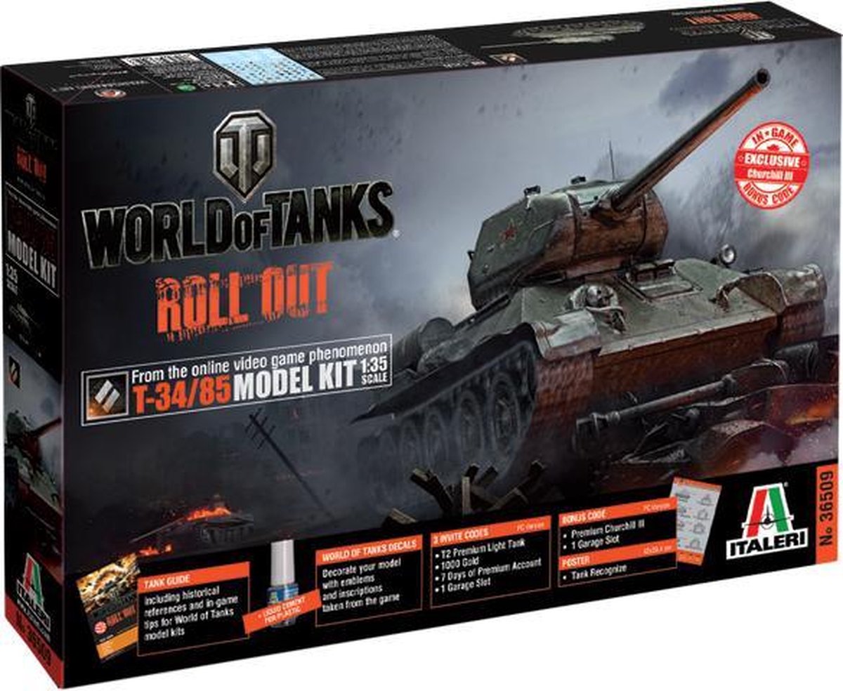 Italeri  World of Tanks T-34/85 + Tamiya lijm