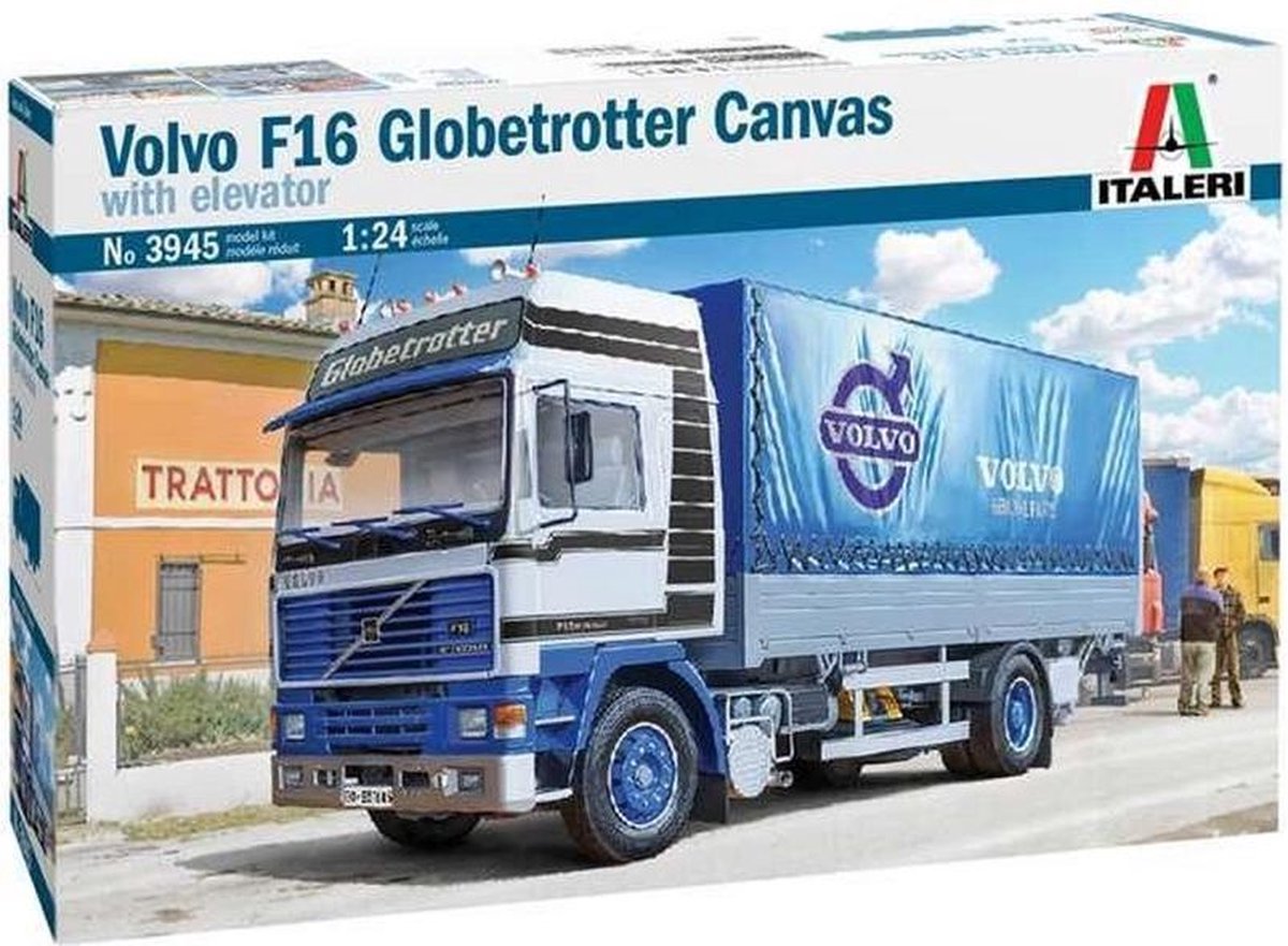 Volvo F16 Truck Globetrotter Canvas With Elev. (modelbouw, 1:24) met starterkit