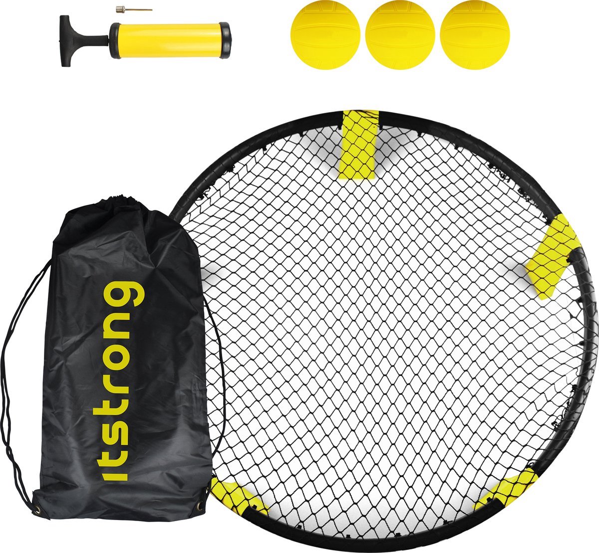 Itstrong® Roundball Set – Spikeball – Roundnet – Buitenspeelgoed – Buitenspel – Inclusief 3 Ballen, Pomp En Draagtas