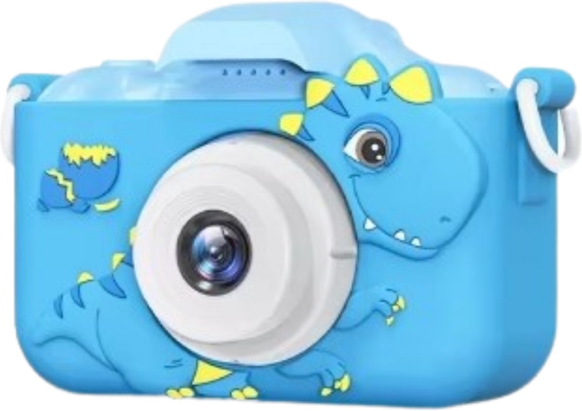 Kindercamera - Camera Voor Kinderen - Kinder Fotocamera - Speelgoedcamera - Eenvoudig - Veilig - Kindvriendelijk - 1080P HD - Foto Video Spelletje - Blauwe Dinosaurus