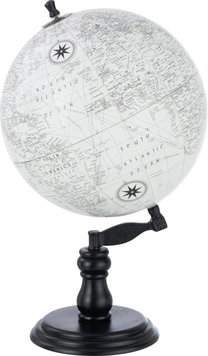   wereldbol Op Voet - hout - grijs/zwart - large